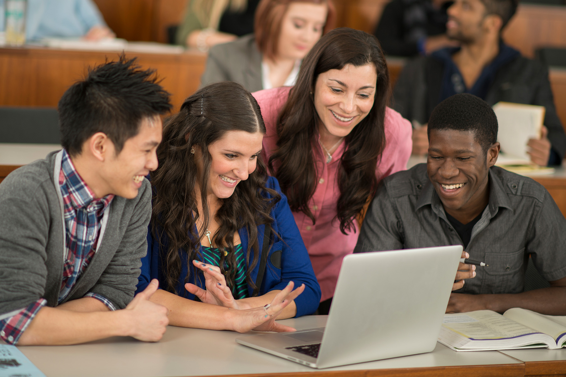 University students with lecturer